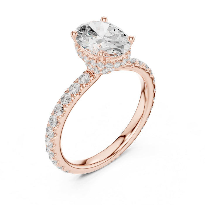 Oval Lab Grown Diamond Halo Engagement Ring rose gold video
