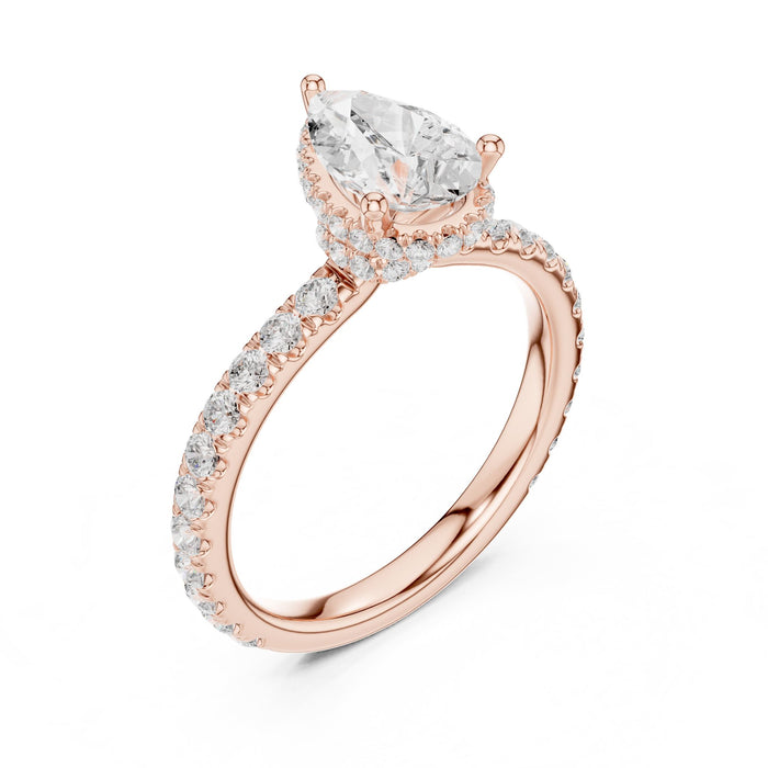 Pear Lab Grown Diamond Halo Engagement Ring rose gold video