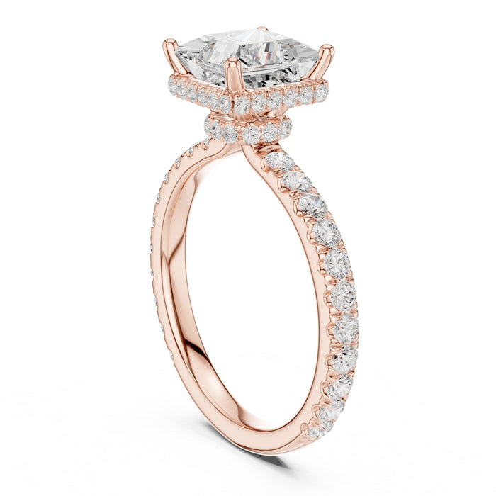 Princess Lab Grown Diamond Halo Engagement Ring yellow gold video