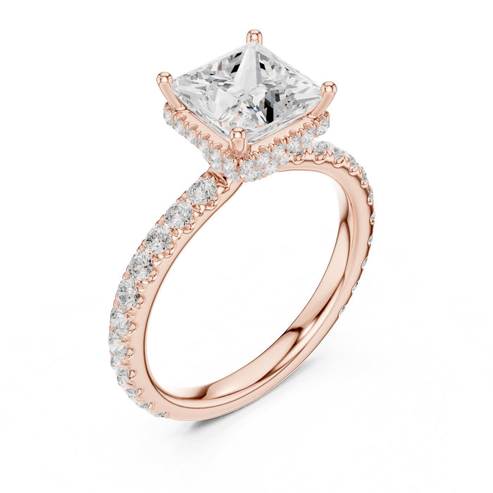 Princess Lab Grown Diamond Halo Engagement Ring rose gold video