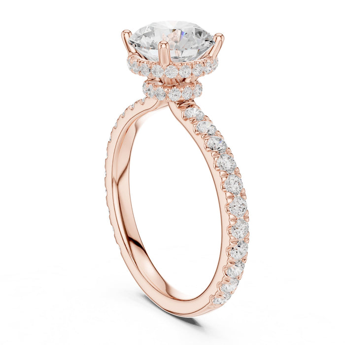 Round Lab Grown Diamond Hidden-Halo Engagement Ring yellow gold video