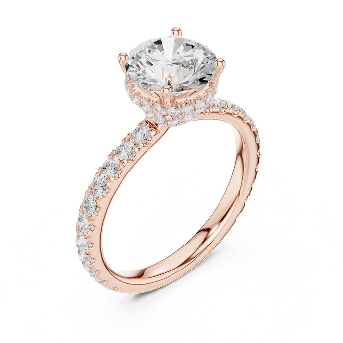 Round Lab Grown Diamond Hidden-Halo Engagement Ring rose gold video