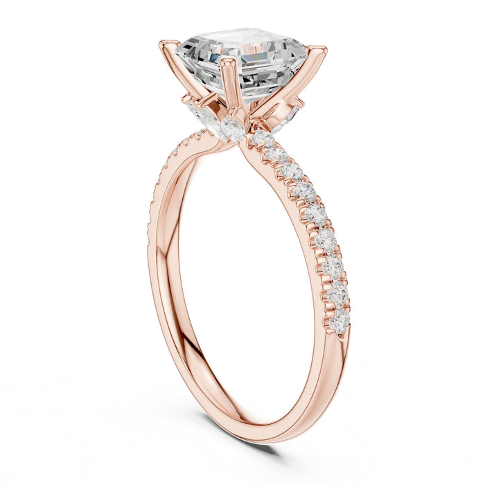 Princess Lab Grown Diamond Side-Stone Engagement Ring yellow gold video