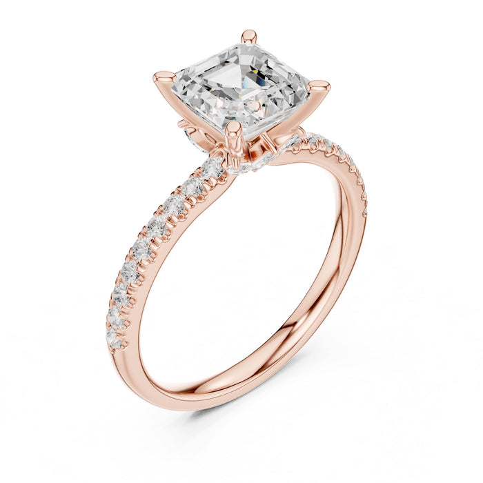 Princess Lab Grown Diamond Side-Stone Engagement Ring rose gold video