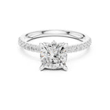 Cushion Lab Grown Diamond Side-Stone Engagement Ring