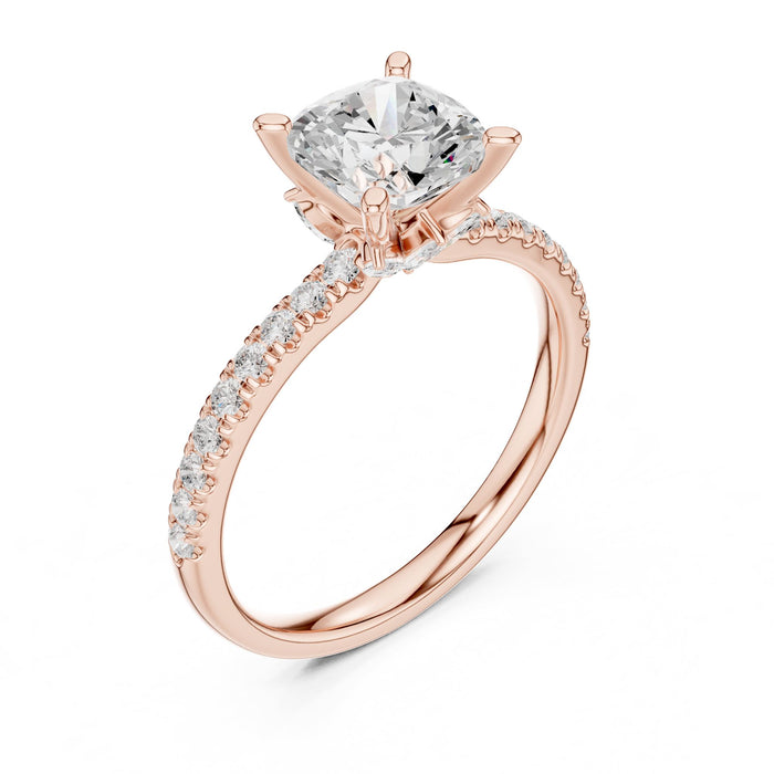 Cushion Lab Grown Diamond Side-Stone Engagement Ring rose gold video