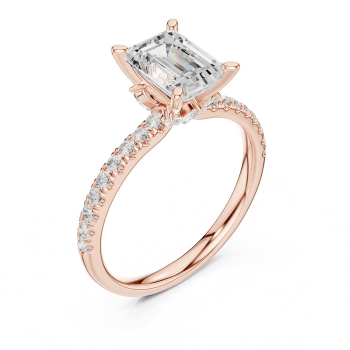 Emerald Lab Grown Diamond Pave Engagement Ring rose gold video