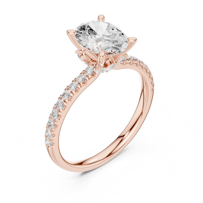 Oval Lab Grown Diamond Side-Stone Engagement Ring rose gold video