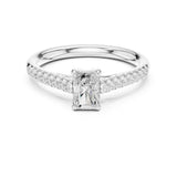 Radiant Lab Grown Diamond Cathedral Engagement Ring