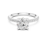 Round Lab Grown Diamond Side-Stone Engagement Ring