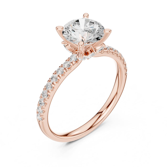 Round Lab Grown Diamond Side-Stone Engagement Ring rose gold video