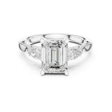 Emerald Lab Grown Diamond Three-Stone Engagement Ring