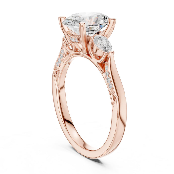 Oval Lab Grown Diamond Three-Stone Engagement Ring yellow gold video