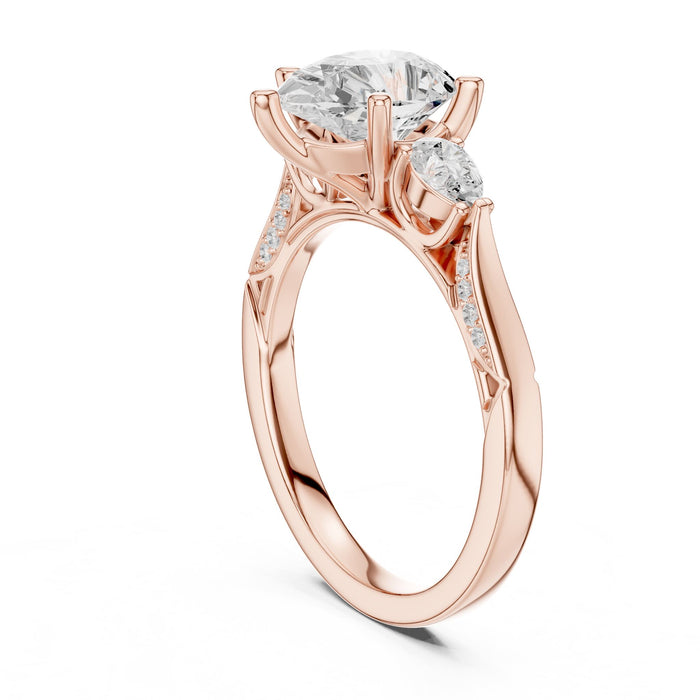 Pear Lab Grown Diamond Three-Stone Engagement Ring yellow gold video