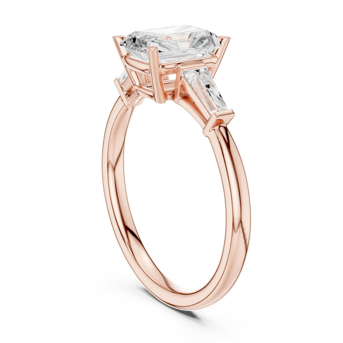 Radiant Lab Grown Diamond Three-Stone Engagement Ring yellow gold video