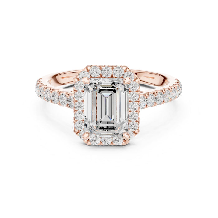 Emerald Lab Grown Diamond Halo Engagement Ring rose gold video