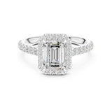 Emerald Lab Grown Diamond Halo Engagement Ring