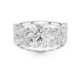 Round Lab Grown Diamond Side-Stone Engagement Ring