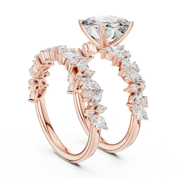 Princess Lab Grown Diamond Side-Stone Engagement Ring yellow gold video