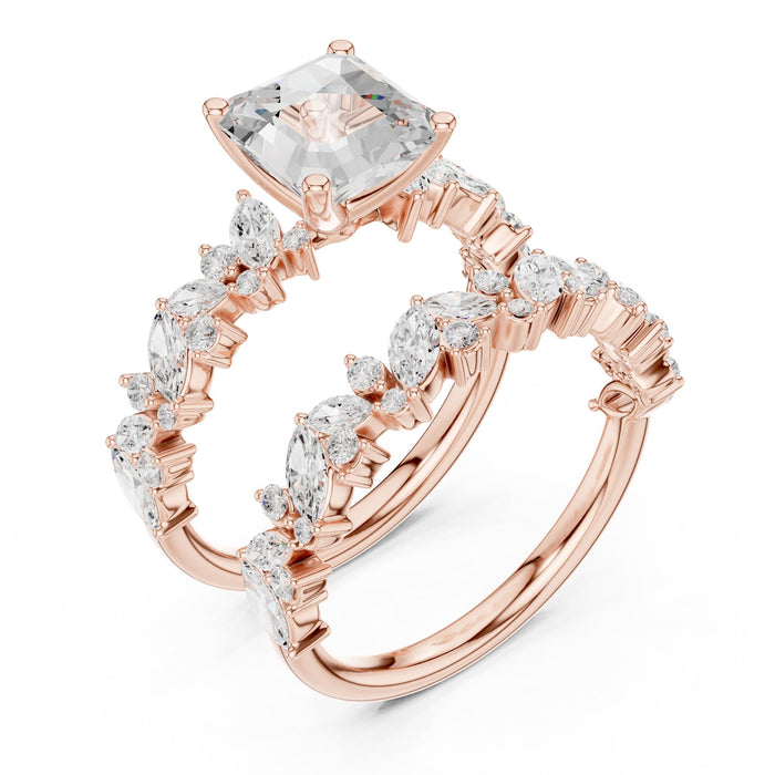 Princess Lab Grown Diamond Side-Stone Engagement Ring rose gold video