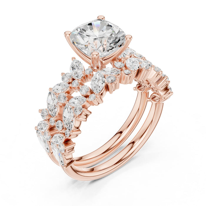 Cushion Lab Grown Diamond Side-Stone Engagement Ring rose gold video