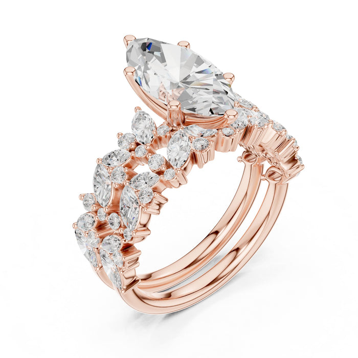 Marquise Lab Grown Diamond Side-Stone Engagement Ring rose gold video