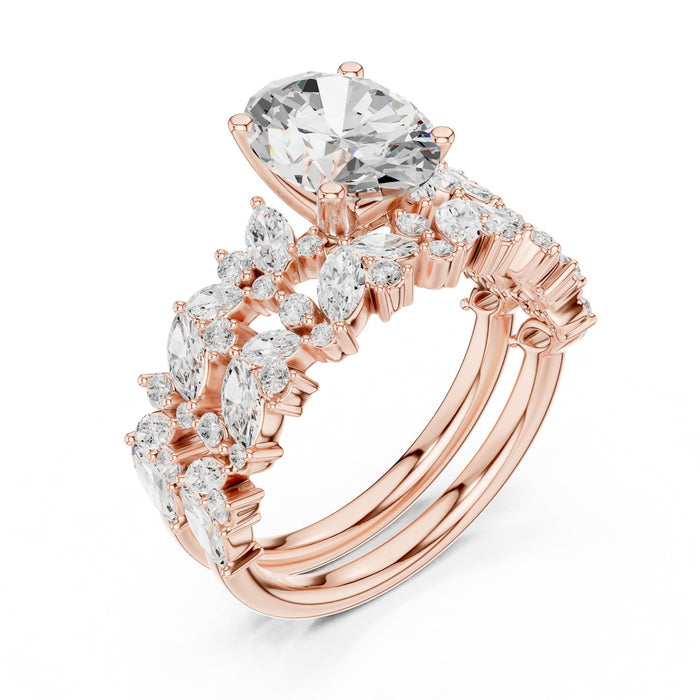 Oval Lab Grown Diamond Side-Stone Engagement Ring rose gold video
