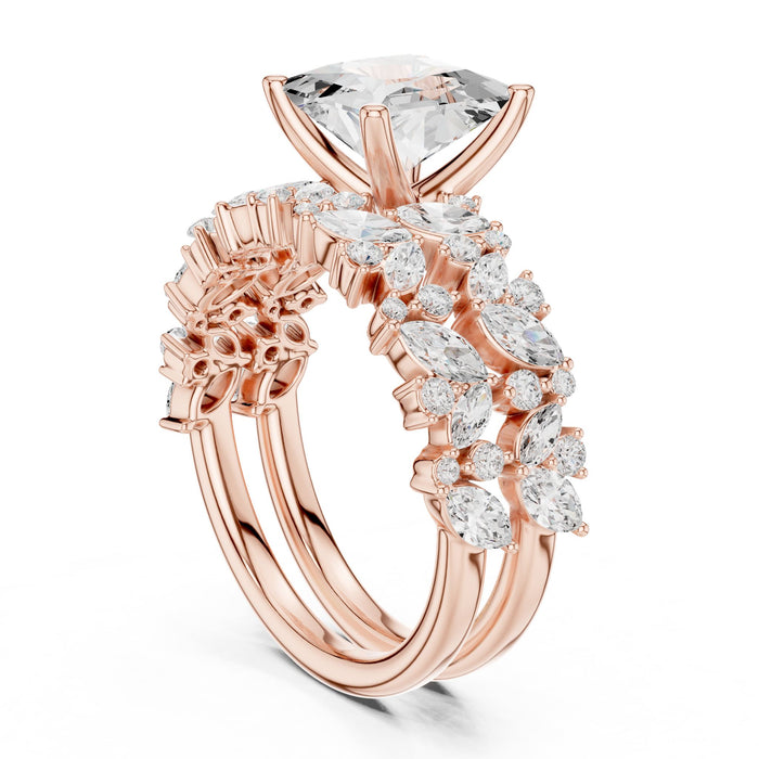 Princess Lab Grown Diamond Side-Stone Engagement Ring rose gold video