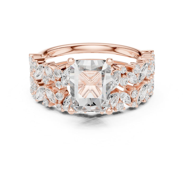 Radiant Lab Grown Diamond Side-Stone Engagement Ring rose gold video