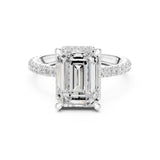 Emerald Lab Grown Diamond Hidden-Halo Engagement Ring