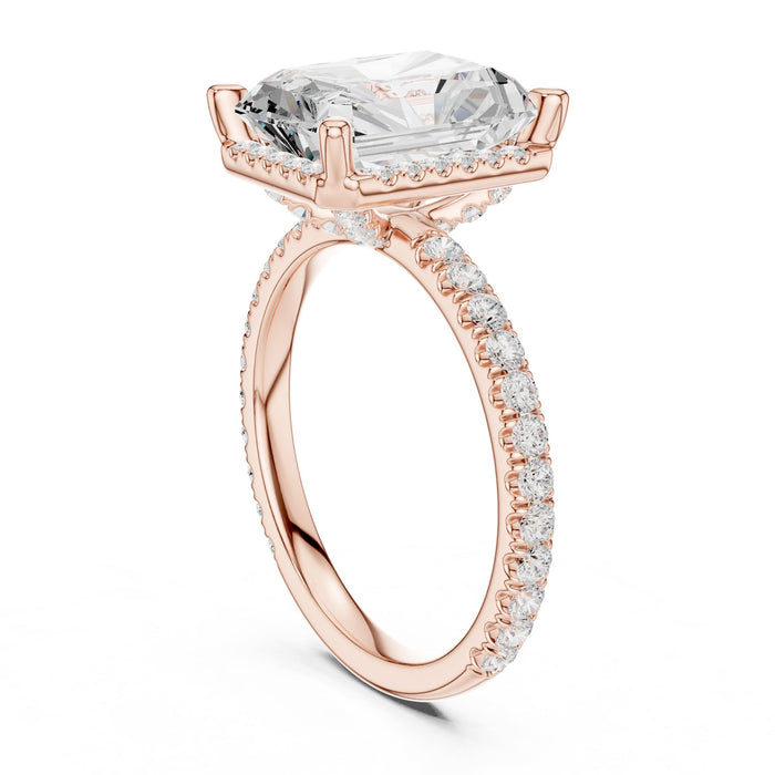 Emerald Lab Grown Diamond Hidden-Halo Engagement Ring yellow gold video