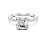 Asscher Lab Grown Diamond Hidden-Halo Engagement Ring