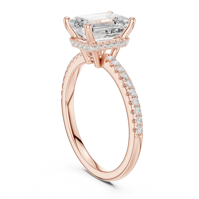 Emerald Lab Grown Diamond Hidden-Halo Engagement Ring yellow gold video