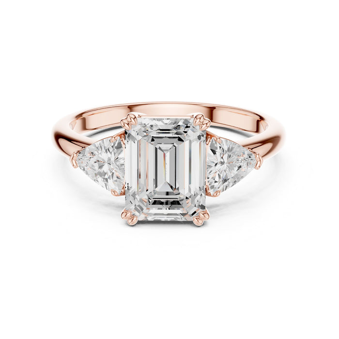 Emerald Lab Grown Diamond Three-Stone Engagement Ring rose gold video
