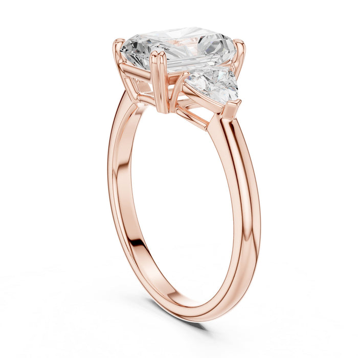 Emerald Lab Grown Diamond Three-Stone Engagement Ring yellow gold video