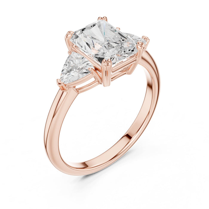 Emerald Lab Grown Diamond Three-Stone Engagement Ring rose gold video