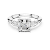 Asscher Lab Grown Diamond Three-Stone Engagement Ring