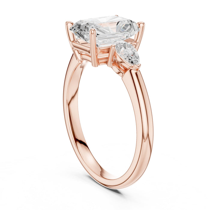Emerald Lab Grown Diamond Three-Stone Engagement Ring yellow gold video