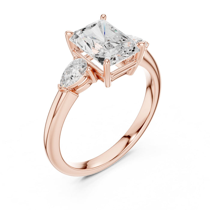 Emerald Lab Grown Diamond Three-Stone Engagement Ring rose gold video