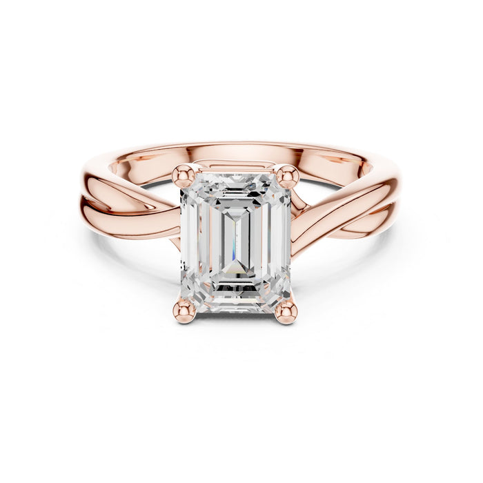 Emerald Lab Grown Diamond Twisted Engagement Ring rose gold video