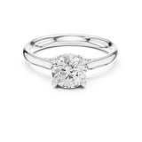 Round Lab Grown Diamond Cathedral Engagement Ring