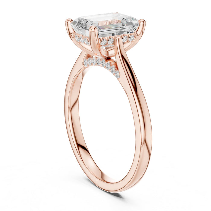 Emerald Lab Grown Diamond Hidden-Halo Engagement Ring yellow gold video