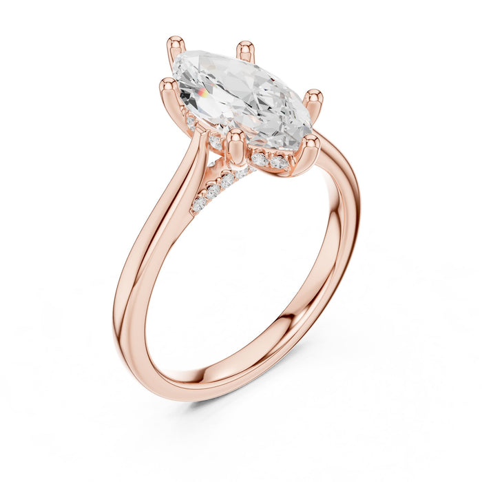 Marquise Lab Grown Diamond Side-Stone Engagement Ring rose gold video