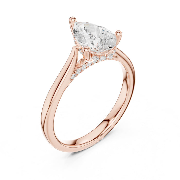Pear Lab Grown Diamond Side-Stone Engagement Ring rose gold video