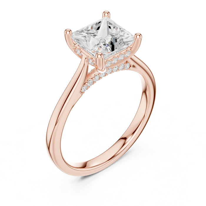 Princess Lab Grown Diamond Side-Stone Engagement Ring rose gold video