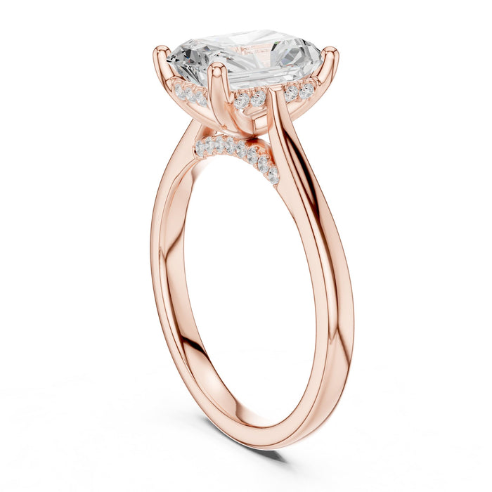 Emerald Lab Grown Diamond Hidden-Halo Engagement Ring yellow gold video