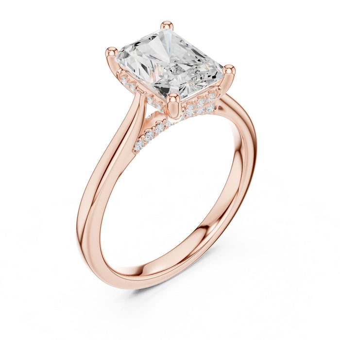 Emerald Lab Grown Diamond Hidden-Halo Engagement Ring rose gold video