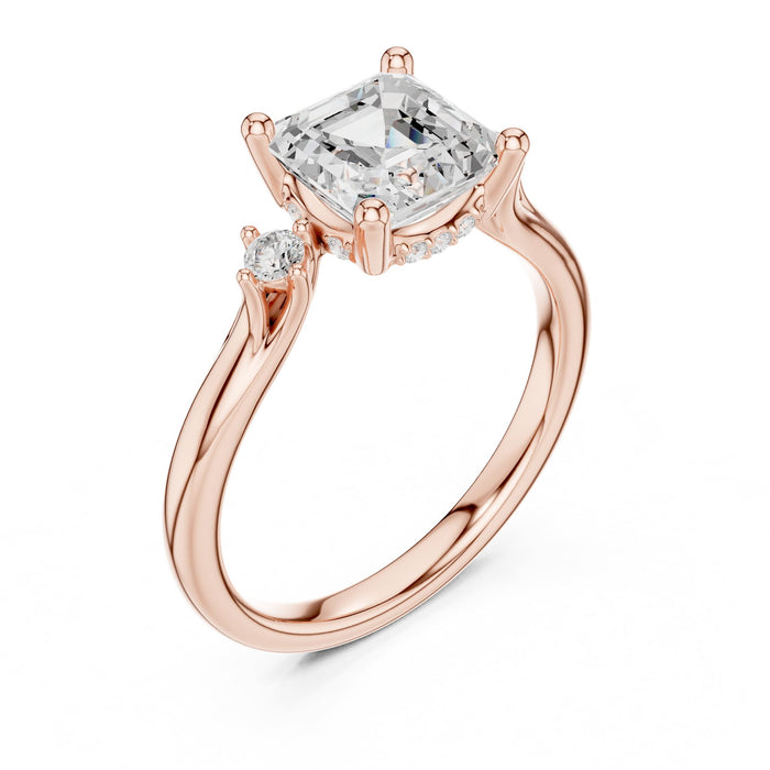 Princess Lab Grown Diamond Side-Stone Engagement Ring rose gold video