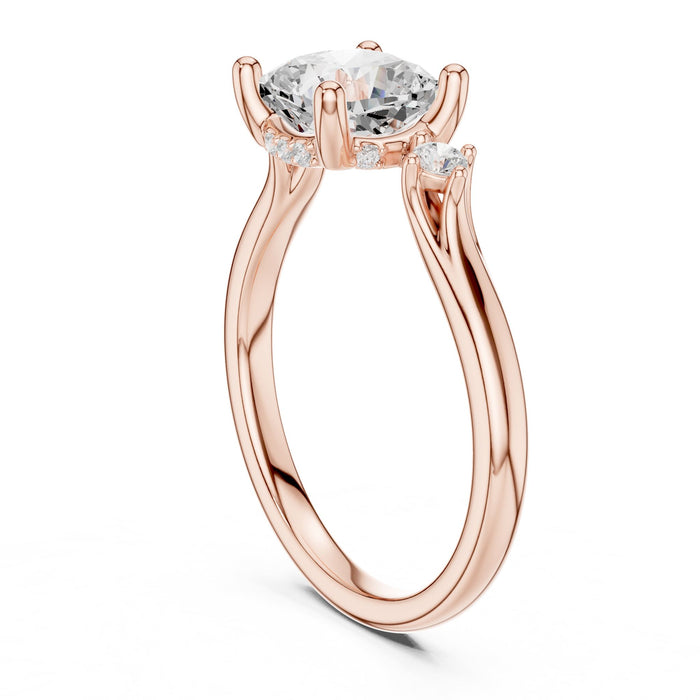 Cushion Lab Grown Diamond Side-Stone Engagement Ring yellow gold video