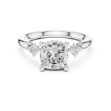 Cushion Lab Grown Diamond Side-Stone Engagement Ring